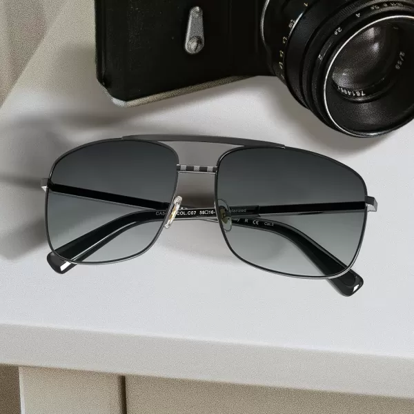 CARFIA Pilot Polarized Sunglasses for Men UV Protection Classic Double Bridge AntiGlare Driving Shades with Spring HingesC Glossy Gunmetal Grey Frame  Grey Lens