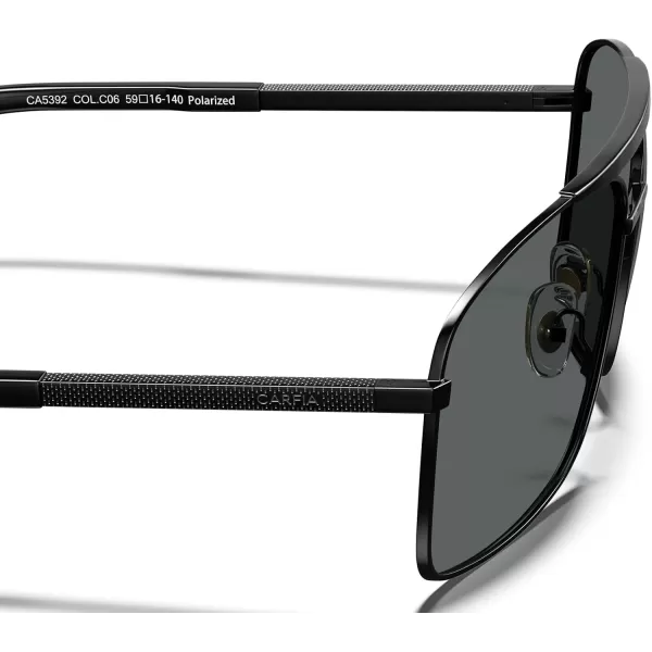 CARFIA Pilot Polarized Sunglasses for Men UV Protection Classic Double Bridge AntiGlare Driving Shades with Spring HingesD Glossy Black Frame  Grey Lens