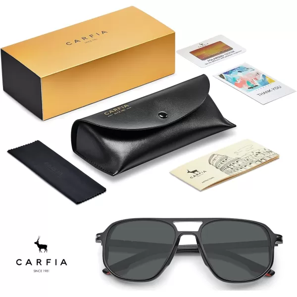 CARFIA Polarized Sunglasses for Men Handcrafted Acetate Frame Sun glasses Fashion Retro Polygon ShadesBlack Frame Grey Lens
