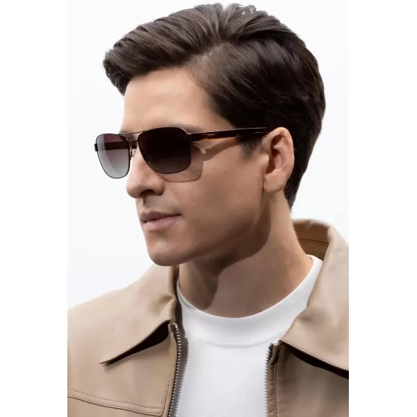 CARFIA Polarized Sunglasses for Men UV400 Protection Durable Acetate Temple Metal Frame Driving Fishing Glasses CA53973  Matte Gun Frame Brown Gradient Lens
