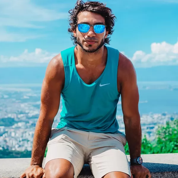 CARFIA Retro Polarized Sunglasses for Men UV Protection Fashion Cool Driving Sun Glasses Metal Square Frame CA5376B4 Black Gold Frame Blue Mirror