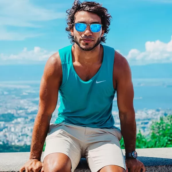 CARFIA Retro Polarized Sunglasses for Men UV Protection Fashion Cool Driving Sun Glasses Metal Square Frame CA5376B6 Gun Gold Frame Blue Mirror