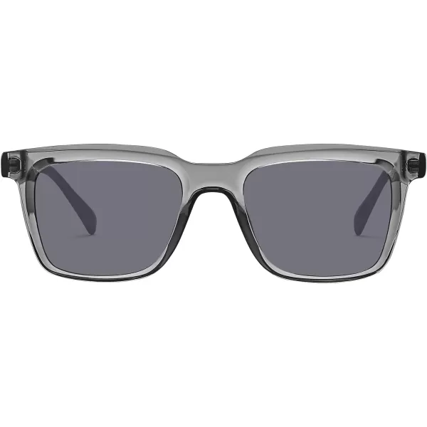 CARFIA Small Square Polarized Sunglasses for Men UV400 Protection Lightweight Retro Shades Driving Glasses1transparent Gray Frame Gray Lens