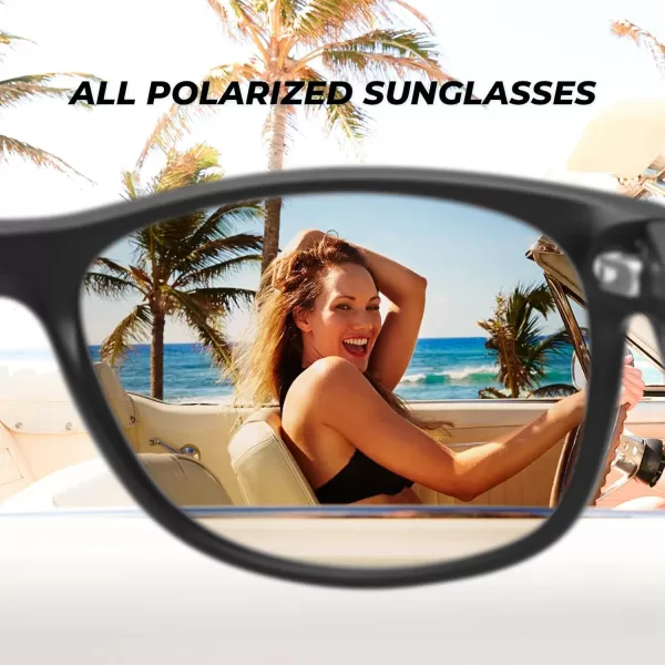 CARFIA Square Polarized Sunglasses for Men Women UV Protection Classic Retro Vintage TR90 Frame Outdoor Driving Sun GlassesBlack Frame Pink Lens