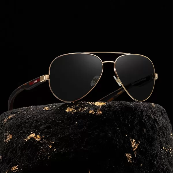CARFIA Trendy Pilot Polarized Sunglasses for Men UV400 Lenses Lightweight TR90 Outdoor Eyewear CA53912tortoise Frame Grey Lens 1