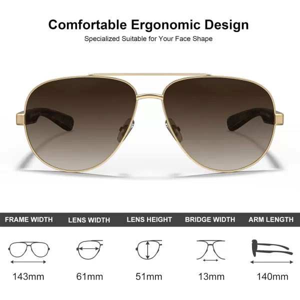 CARFIA Trendy Pilot Polarized Sunglasses for Men UV400 Lenses Lightweight TR90 Outdoor Eyewear CA53914tortoise Frame Gradient Brown Lens 1