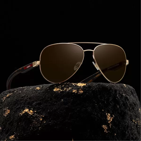 CARFIA Trendy Pilot Polarized Sunglasses for Men UV400 Lenses Lightweight TR90 Outdoor Eyewear CA53914tortoise Frame Gradient Brown Lens 1