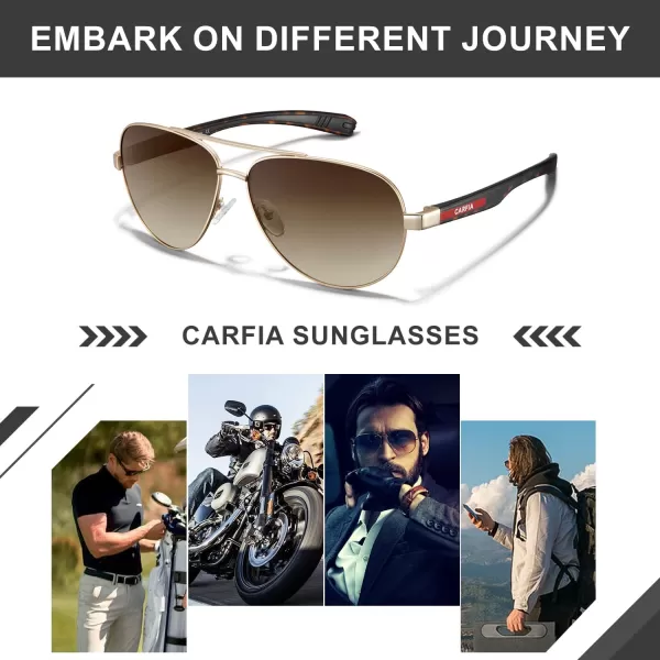 CARFIA Trendy Pilot Polarized Sunglasses for Men UV400 Lenses Lightweight TR90 Outdoor Eyewear CA53914tortoise Frame Gradient Brown Lens 1