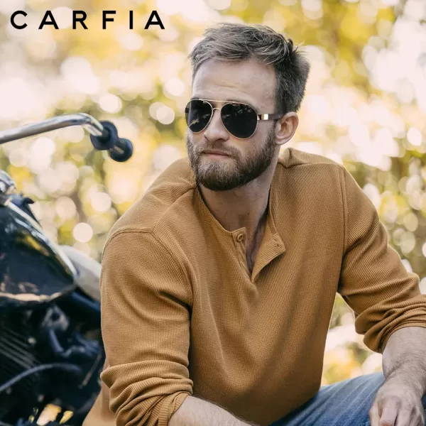 CARFIA Wide Temples Pilot Sunglasses for Men Polarized UV400 Protection Classic Trendy Style Eyewear CA53785 Gold Frame  Grey Lens