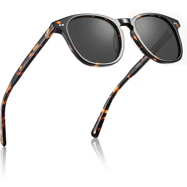 CARFIA Acetate Polarized Sunglasses for Men UV Protection HandCrafted Frame CA5285L1 Tortoise Frame Grey Lens