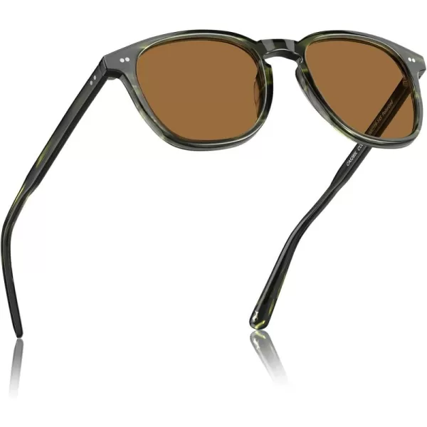 CARFIA Acetate Polarized Sunglasses for Men UV Protection HandCrafted Frame CA5285L5 Demi Frame Brown Lens