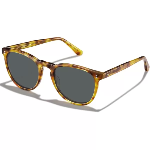 CARFIA Cool Polarized Sunglasses for Men Handcrafted Acetate Frame Trendy Retro Sun Glasses CA230721 Yellow Tortoise Frame Grey Lens