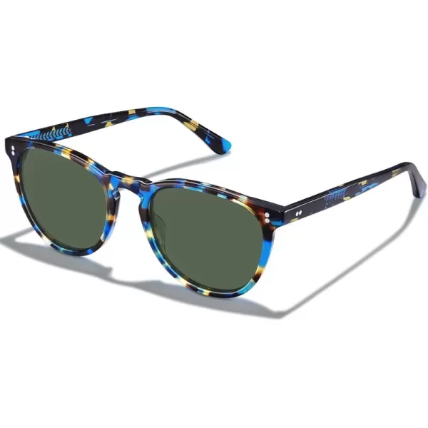 CARFIA Cool Polarized Sunglasses for Men Handcrafted Acetate Frame Trendy Retro Sun Glasses CA23073 Tortoise Frame Green Lens