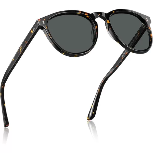 CARFIA Cool Polarized Sunglasses for Men Handcrafted Acetate Frame Trendy Retro Sun Glasses CA23074 Tortoise Frame Grey Lens