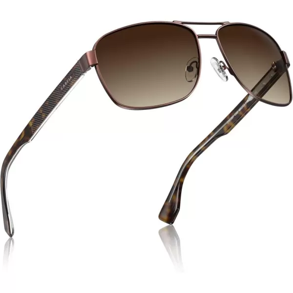 CARFIA Polarized Sunglasses for Men UV400 Protection Durable Acetate Temple Metal Frame Driving Fishing Glasses CA53973  Matte Gun Frame Brown Gradient Lens