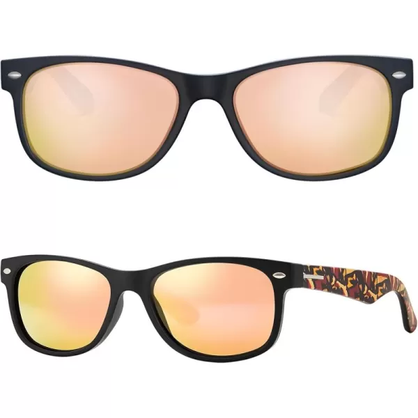CARFIA Square Polarized Sunglasses for Men Women UV Protection Classic Retro Vintage TR90 Frame Outdoor Driving Sun GlassesBlack Frame Pink Lens