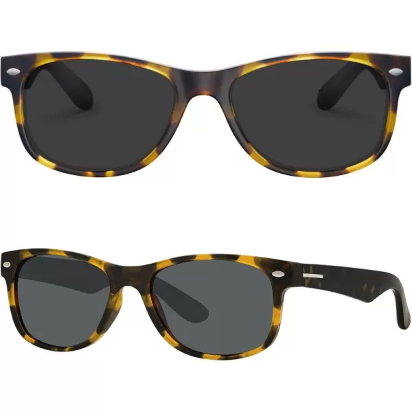 CARFIA Square Polarized Sunglasses for Men Women UV Protection Classic Retro Vintage TR90 Frame Outdoor Driving Sun GlassesTortoise Frame Black Lens