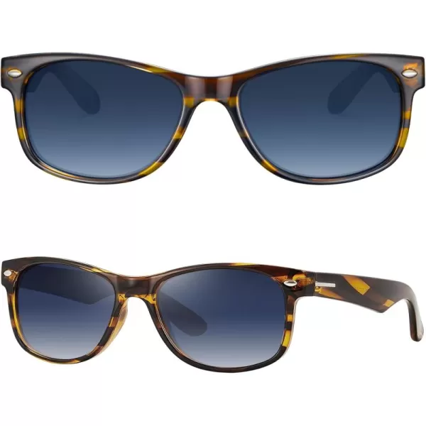 CARFIA Square Polarized Sunglasses for Men Women UV Protection Classic Retro Vintage TR90 Frame Outdoor Driving Sun GlassesTortoise Frame Grey Lens