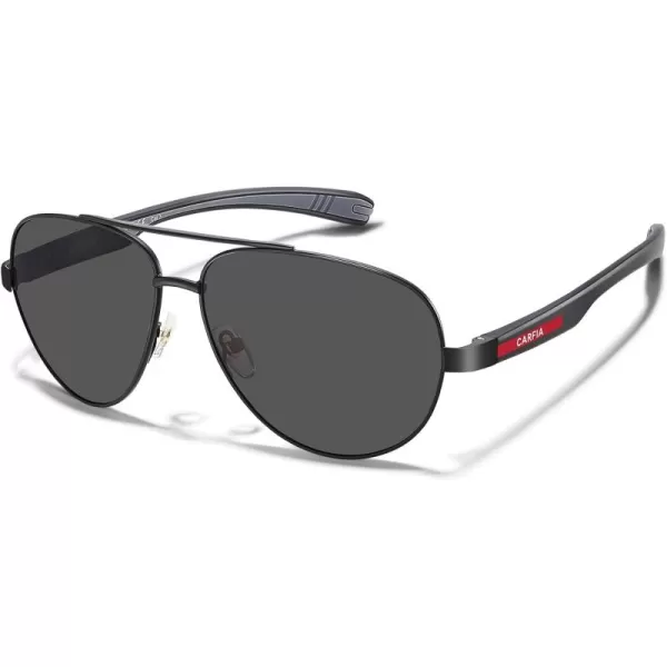 CARFIA Trendy Pilot Polarized Sunglasses for Men UV400 Lenses Lightweight TR90 Outdoor Eyewear CA53911black Frame Grey Lens