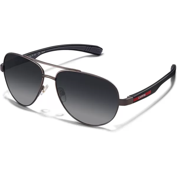CARFIA Trendy Pilot Polarized Sunglasses for Men UV400 Lenses Lightweight TR90 Outdoor Eyewear CA53913black Frame Gradient Grey Lens