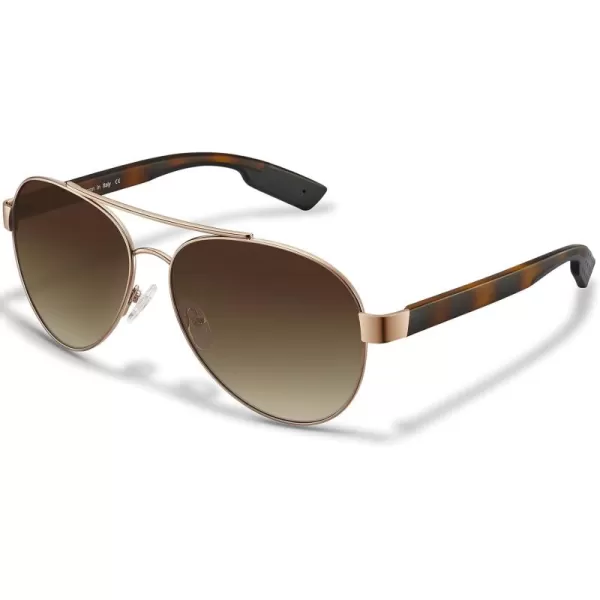 CARFIA Wide Temples Pilot Sunglasses for Men Polarized UV400 Protection Classic Trendy Style Eyewear CA53781 Gold Frame  Gradient Brown Lens