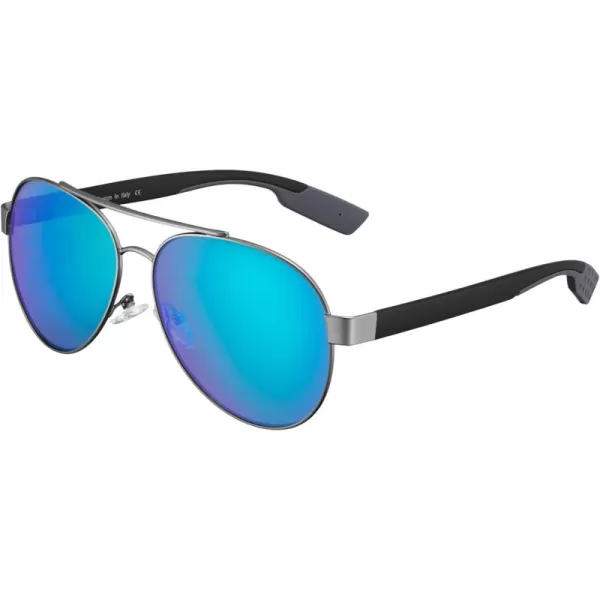 CARFIA Wide Temples Pilot Sunglasses for Men Polarized UV400 Protection Classic Trendy Style Eyewear CA53786 Grey Frame  Optical Palladium Blue Mirror