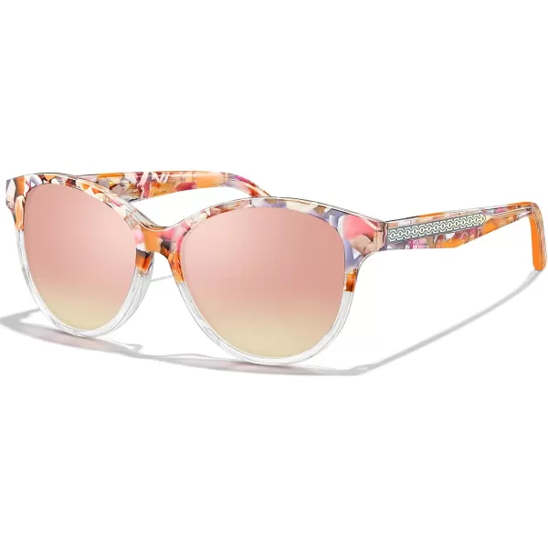 CARFIA Cateye Polarized Sunglasses for Women UV Protection Italy Handcrafted Acetate Frame with Embossed Pattern Wire Core6pink White Tortoise Frame Pink Mirrored