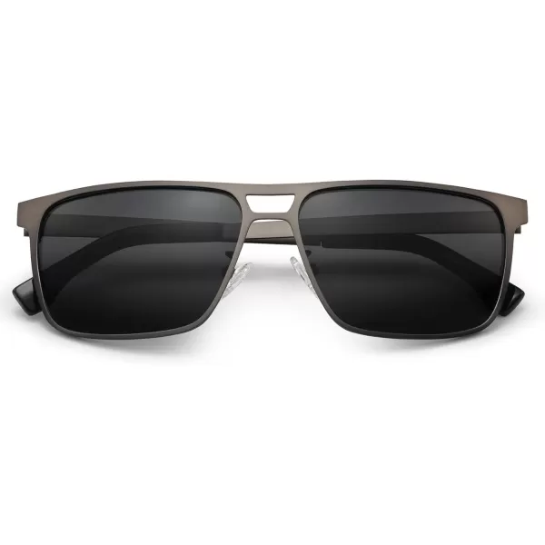CARFIA Metal Polarized Sunglasses for Men UV400 Protection Lightweight Masculine Cool Eyewear CA5153Grey Lens Matte Gun Frame