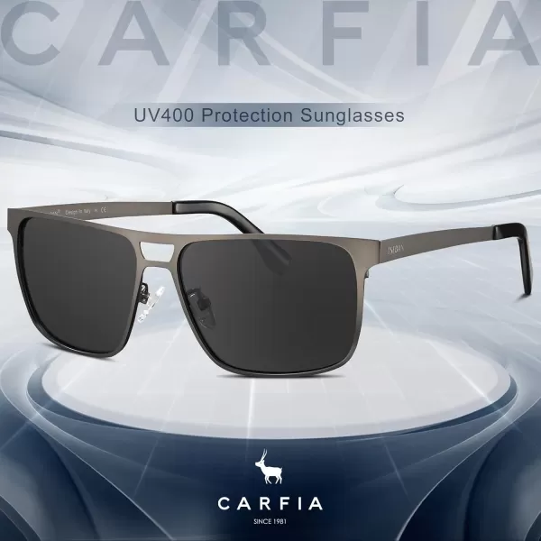 CARFIA Metal Polarized Sunglasses for Men UV400 Protection Lightweight Masculine Cool Eyewear CA5153Grey Lens Matte Gun Frame