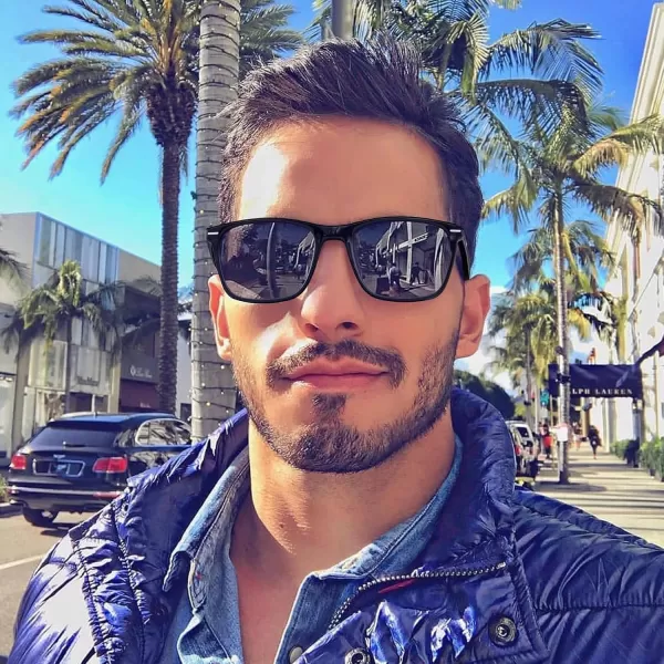 CARFIA Polarized Sunglasses for Men UV Protection Lightweight Acetate Rectangle Unique Color Driving Glasses4 Grey Lens