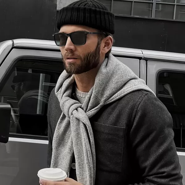 CARFIA Polarized Sunglasses for Men UV Protection Lightweight Acetate Rectangle Unique Color Driving Glasses4 Grey Lens