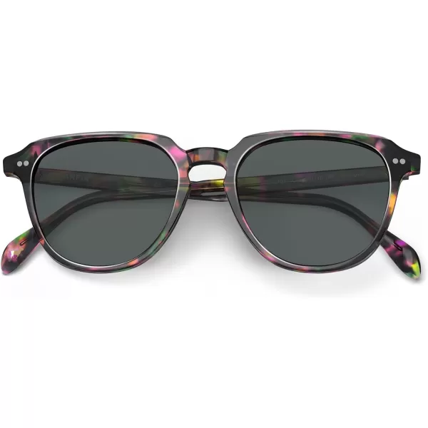 CARFIA Retro Sunglasses for Women Polarized Pantos Acetate Frame UV Protection Driving Shades3multicolor Frame Gray Lens
