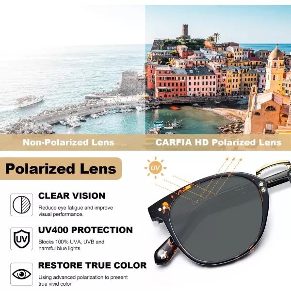 CARFIA Small Polarized Sunglasses for Women Handcrafted Acetate Frame Fashion Retro Sun Glasses CA50153 Grey Lens
