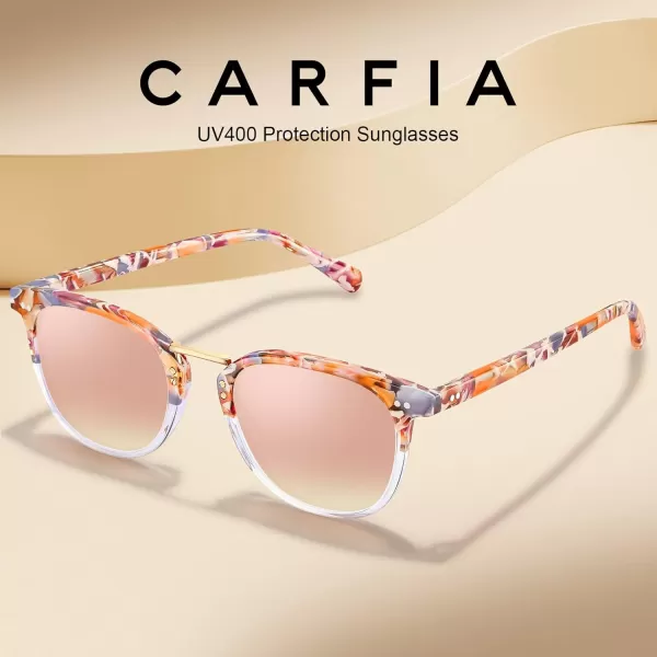 CARFIA Small Polarized Sunglasses for Women Handcrafted Acetate Frame Fashion Retro Sun Glasses CA50154 Pink Mirror