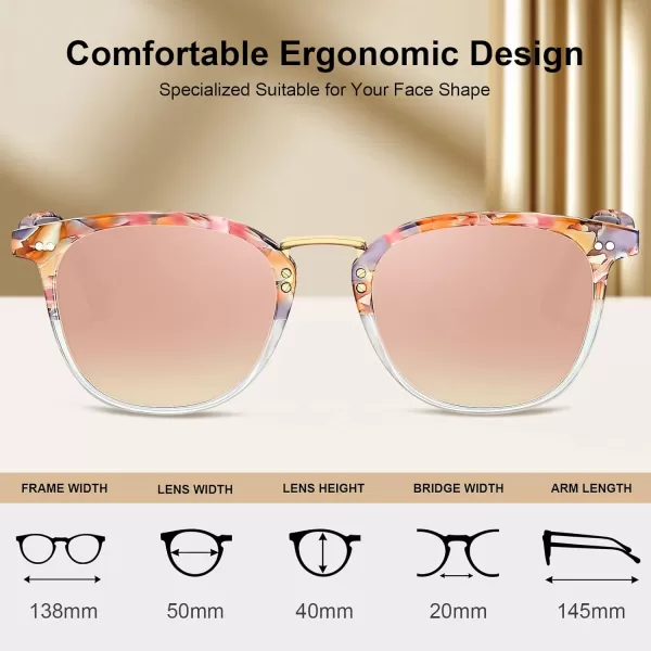 CARFIA Small Polarized Sunglasses for Women Handcrafted Acetate Frame Fashion Retro Sun Glasses CA50154 Pink Mirror