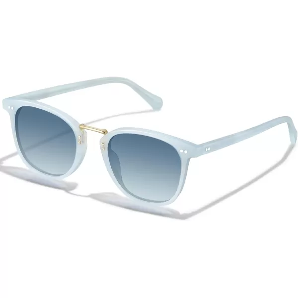 CARFIA Small Polarized Sunglasses for Women Handcrafted Acetate Frame Fashion Retro Sun Glasses CA50157 Blue Hetian Jade Frame Blue Gradient Lens