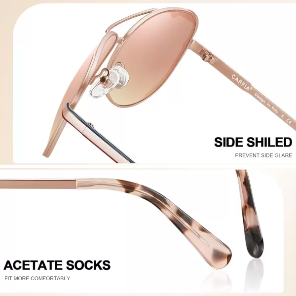 CARFIA Trendy Retro Polarized Sunglasses for Women UV Protection Classic Pilot Sun glasses CA5388A2 Pink Mirror