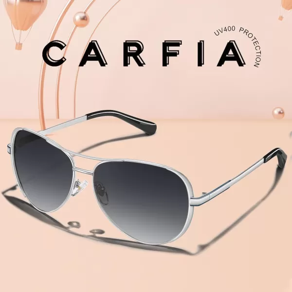 CARFIA Trendy Retro Polarized Sunglasses for Women UV Protection Classic Pilot Sun glasses CA5388A22 Grey Gradient Lens