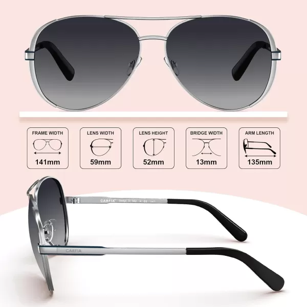 CARFIA Trendy Retro Polarized Sunglasses for Women UV Protection Classic Pilot Sun glasses CA5388A22 Grey Gradient Lens