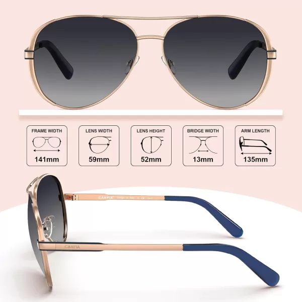 CARFIA Trendy Retro Polarized Sunglasses for Women UV Protection Classic Pilot Sun glasses CA5388A42 Grey Gradient Lens