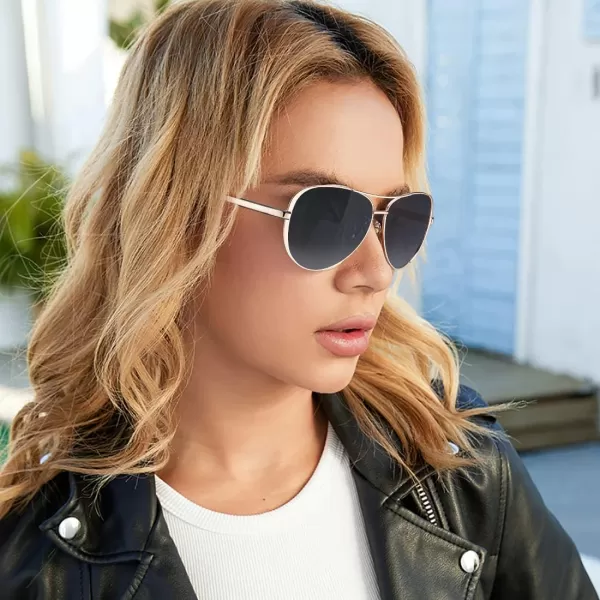 CARFIA Trendy Retro Polarized Sunglasses for Women UV Protection Classic Pilot Sun glasses CA5388A42 Grey Gradient Lens