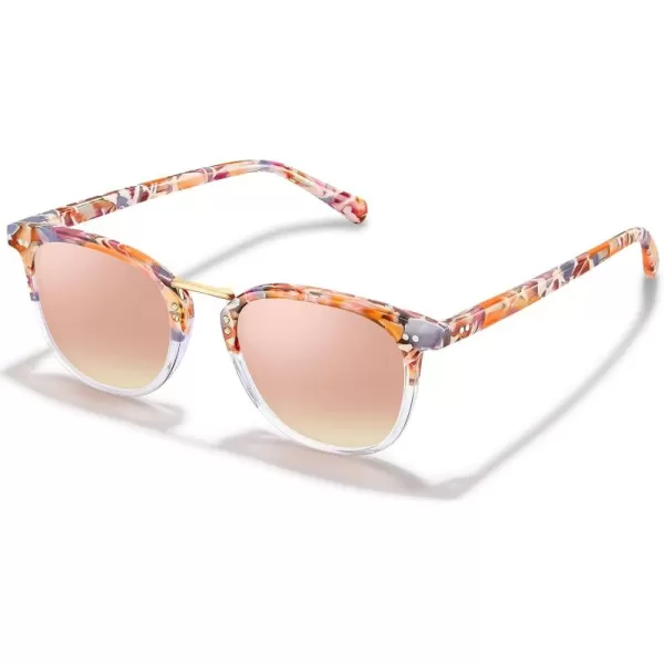 CARFIA Small Polarized Sunglasses for Women Handcrafted Acetate Frame Fashion Retro Sun Glasses CA50154 Pink Mirror