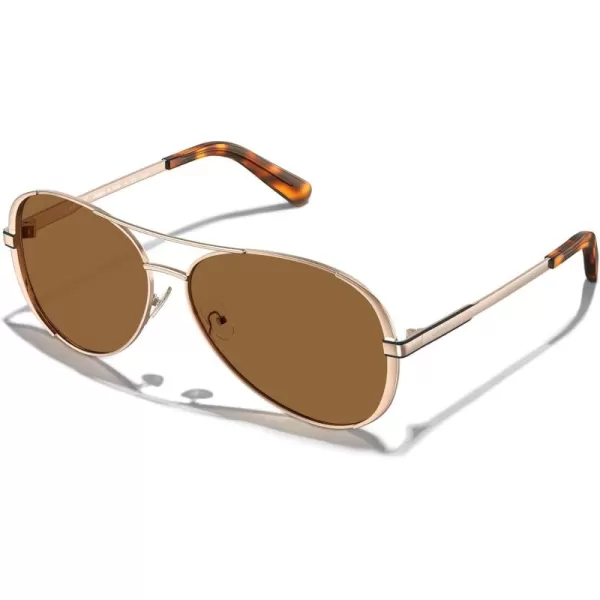 CARFIA Trendy Retro Polarized Sunglasses for Women UV Protection Classic Pilot Sun glasses CA5388A32 Brown Lens