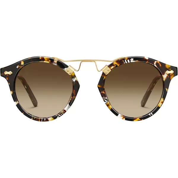 CARFIA Small Acetate Polarized Sunglasses for Women UV Protection Retro Double Bridge Eyewear Metal Brow Round Sunnies