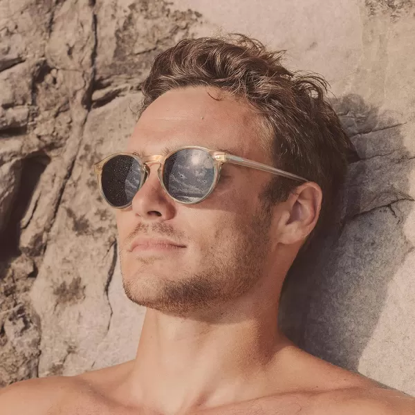 CARFIA Acetate Vintage Round Polarized Sunglasses for Men UV400 Lenses Handcrafted Frame2light Coffe Frame