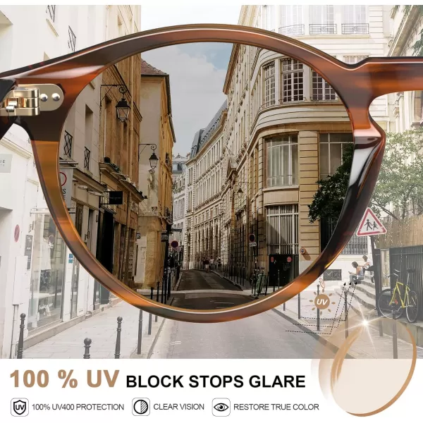 CARFIA Retro Round Polarized Sunglasses for Men Acetate Frame UV400 Driving Sun Glasses2 Striped Brown Frame Grey Lens
