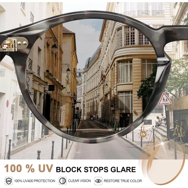 CARFIA Retro Round Polarized Sunglasses for Men Acetate Frame UV400 Driving Sun Glasses5 Grey Tortoiseshell Frame Grey Lens