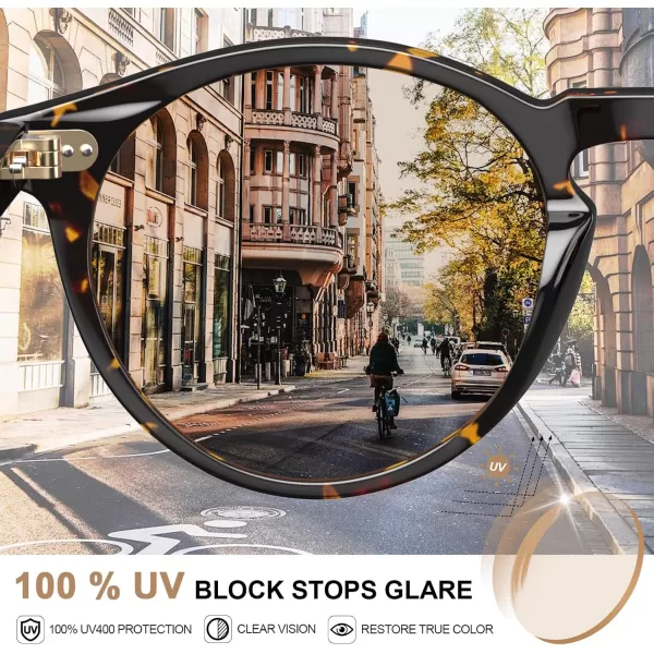 CARFIA Retro Round Polarized Sunglasses for Men Acetate Frame UV400 Driving Sun Glasses6 Tortoiseshell Frame Blue Mirror