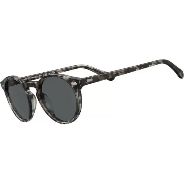 CARFIA Retro Round Polarized Sunglasses for Men Acetate Frame UV400 Driving Sun Glasses5 Grey Tortoiseshell Frame Grey Lens