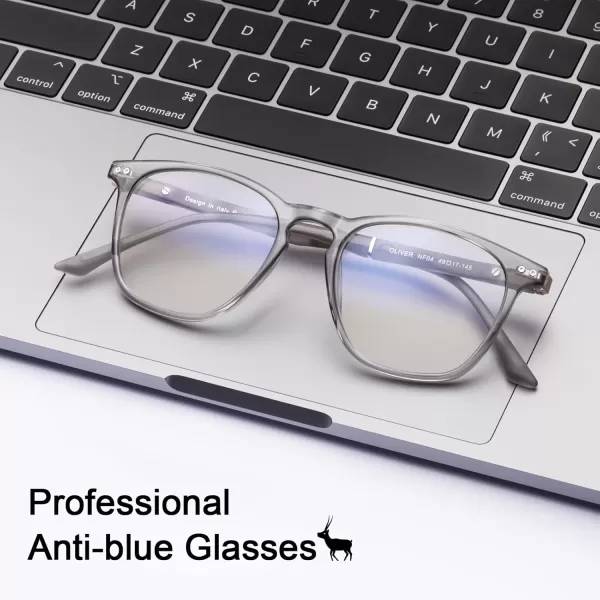 CARFIA Blue Light Blocking Glasses  AntiFatigue Computer Gaming Glasses Prevent Headaches Lightweight Eyeglasses FrameGrey Frame